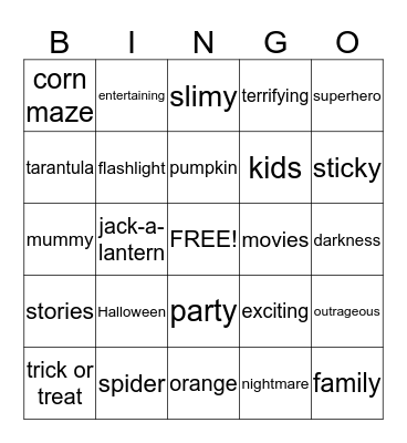 Halloween Bingo Card