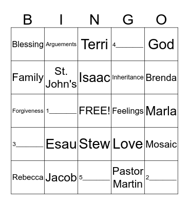 Bible Bingo Card