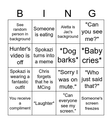 Delta life Bingo Card