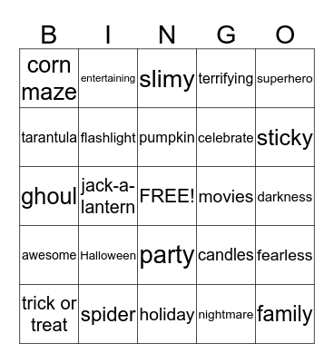 Halloween Bingo Card