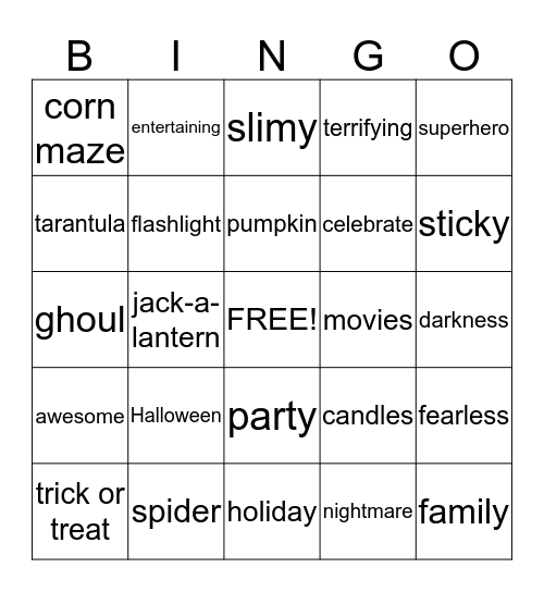Halloween Bingo Card