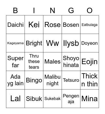 sarawat Bingo Card