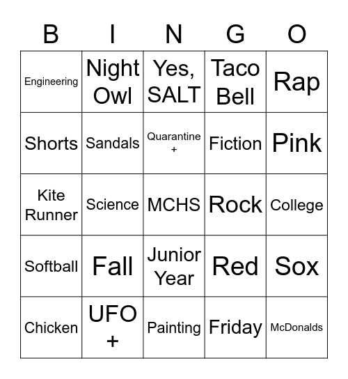 Abbi Davis Bingo Card