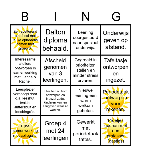 Mijn reis door schooljaar 2019/2020 Bingo Card