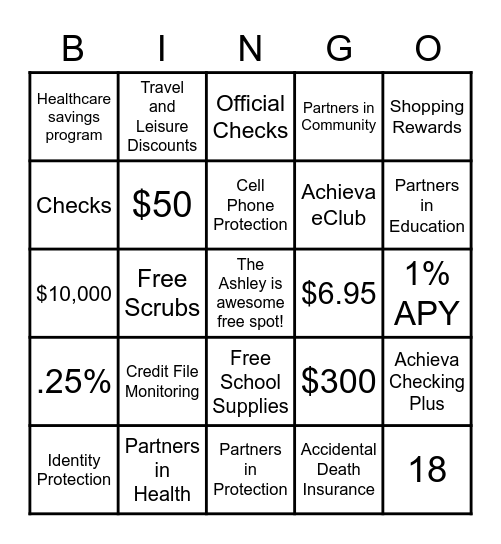 Specialty Accounts Bingo Card