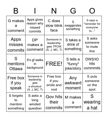 Connor's Last Wrap Up Bingo Card