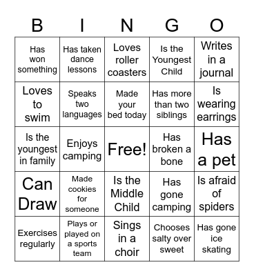 Get to Know You Bingo Card