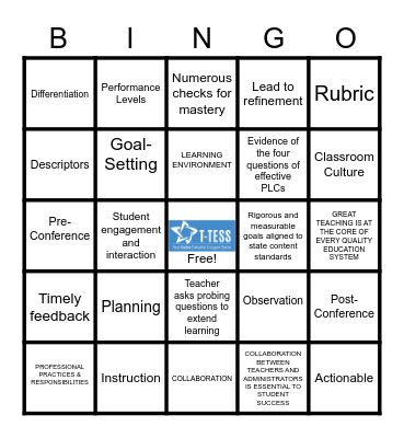 T-Tess Bingo Card