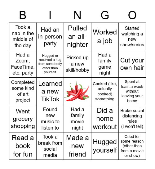 Meet New People BINGO (Quarantine Edition)! Bingo Card