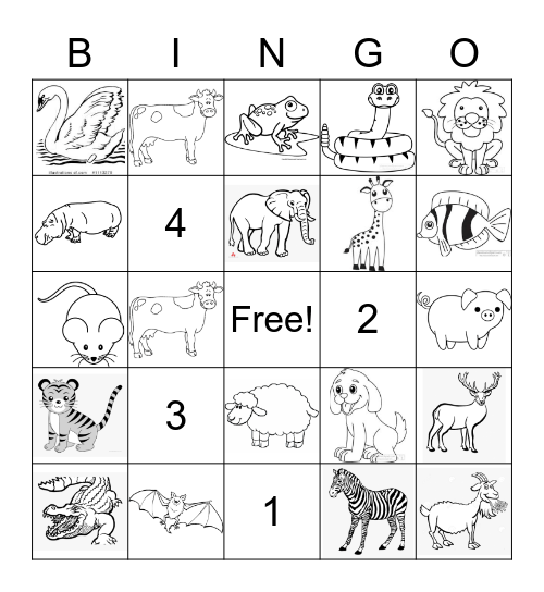 ANIMAL BINGO Card