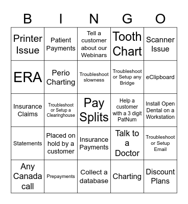Call Type Bingo! Bingo Card
