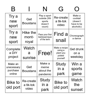 COC Bingo Card