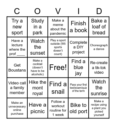 COC FALL BINGO Card