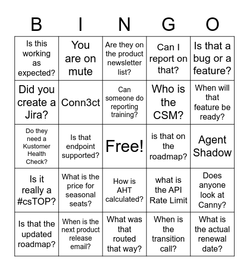 Kusty CS Bingo Card