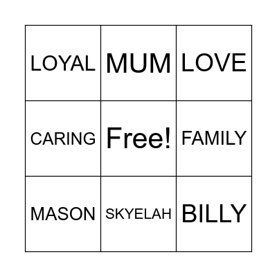 FAMILY BINGO Card