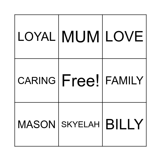 FAMILY BINGO Card