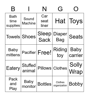 Bingo for Baby Bingo Card