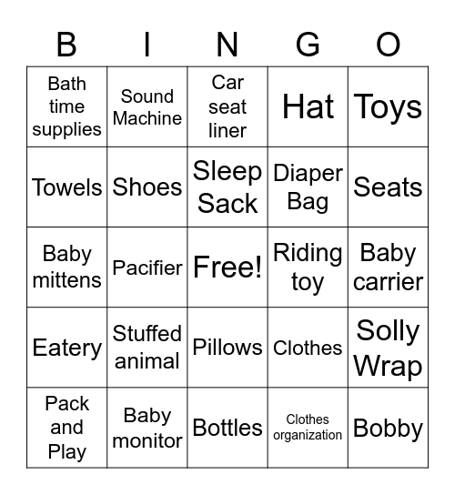 Bingo for Baby Bingo Card