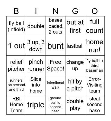 Baseball Bingo! Bingo Card