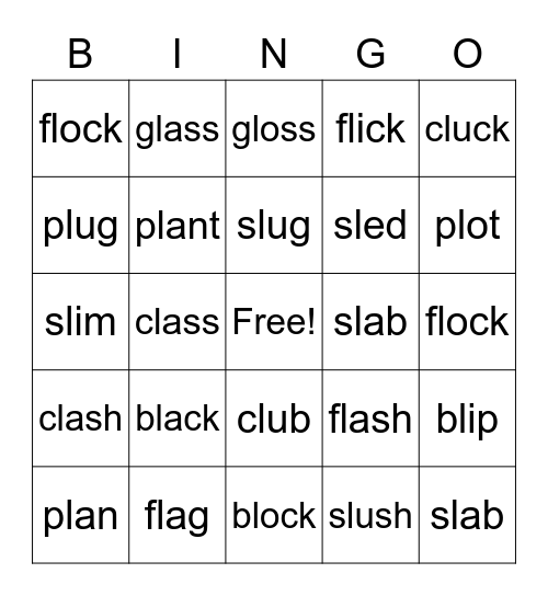 L Blends Bingo Card