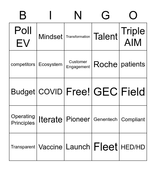 Town Hall Bingo Card