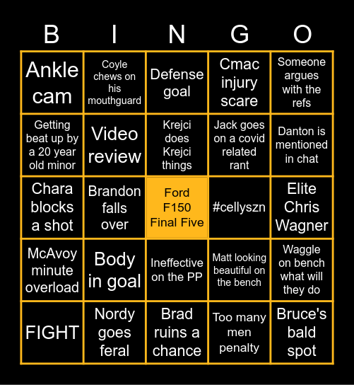 Murph Server Bruins v. Canes Bingo Card