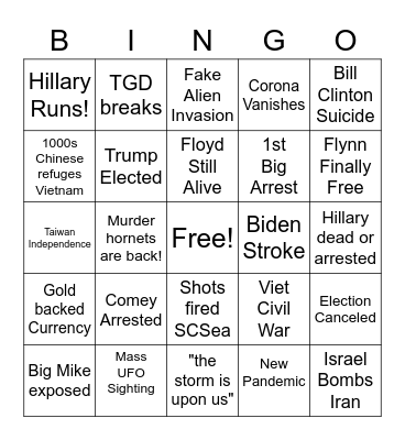 End of the world bingo Card