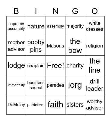 IORG Bingo Card