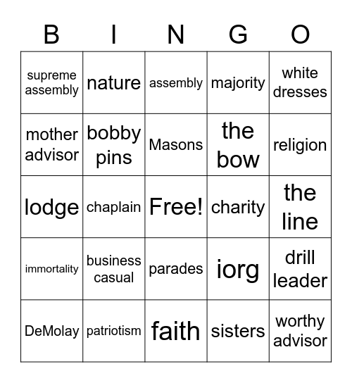 IORG Bingo Card
