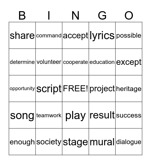 Grade 2 - Unit 6 Better Together Bingo Card