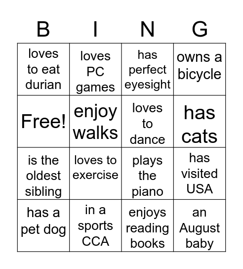 HELLO, THERE 2F Bingo Card