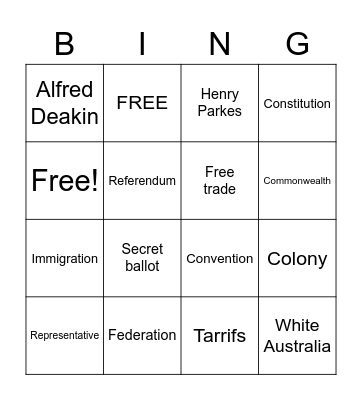 Federation BINGO Card