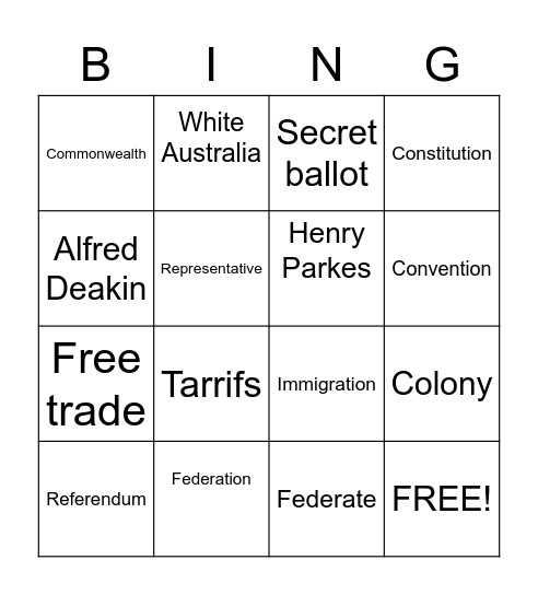 federation bingo Card