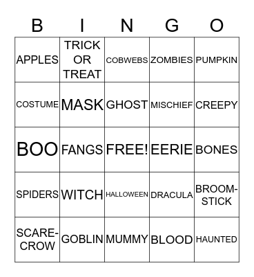 Halloween Bingo Card