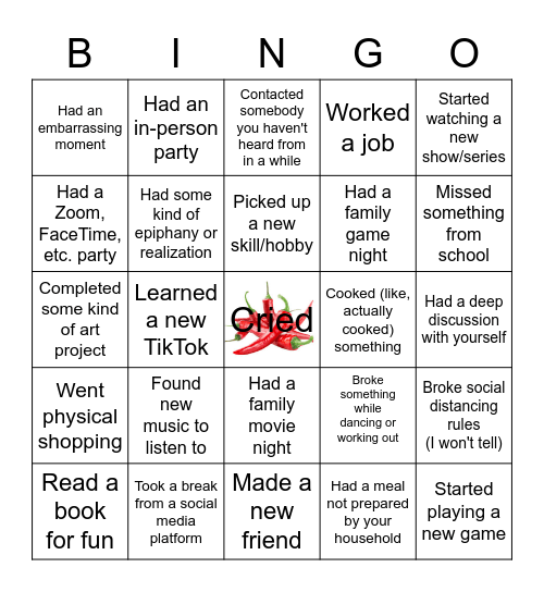 Meet New People BINGO (Quarantine Edition)! Bingo Card