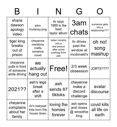 2020/2021 bingus Bingo Card