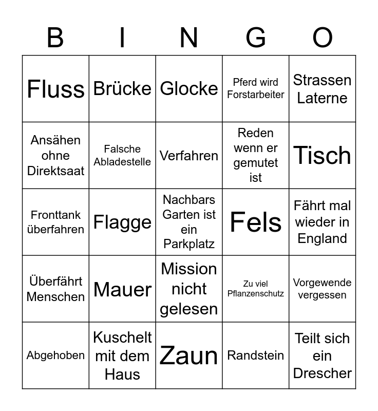 Ls Fail Bingo Card