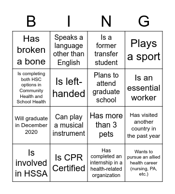 Nice to Meet You Bingo Card