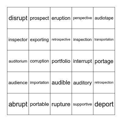 aud/spec/port Bingo Card