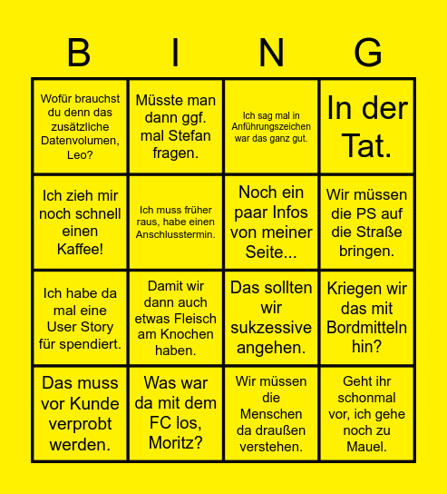 Buzzword Bingo Wolfgang Edition Bingo Card