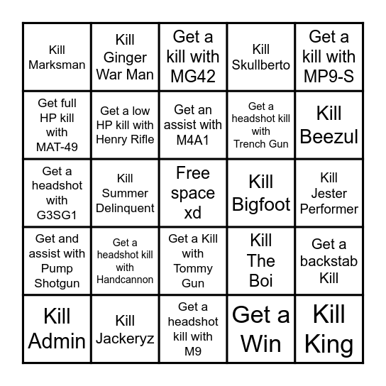 Arsenal XD Bingo Card