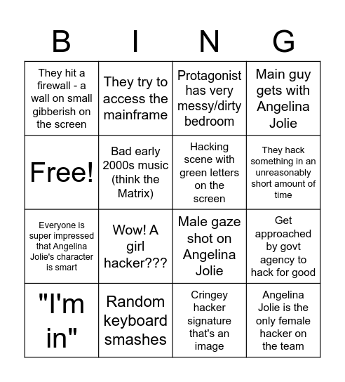 Hackers Bingo Card