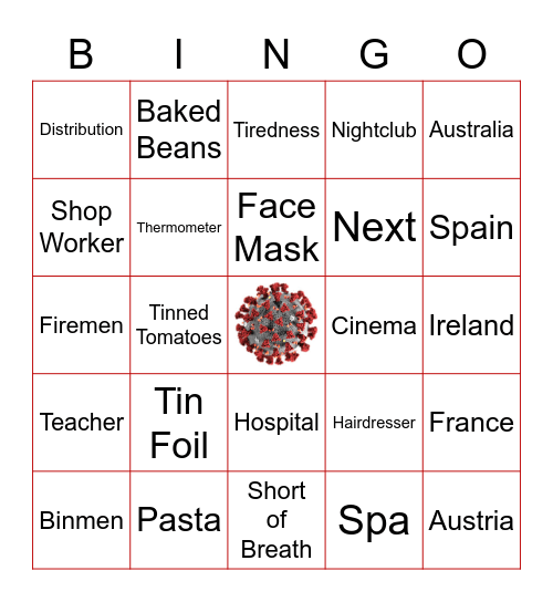 Lockdown Bingo Card