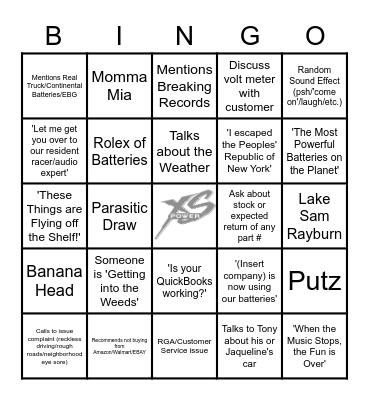 XS Power Bingo Card