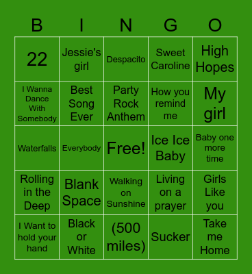 Musical Bingo Card