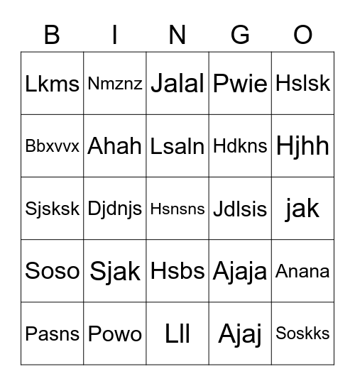 Sehun Bingo Card
