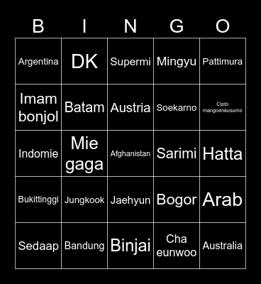 Bingonya abi Bingo Card