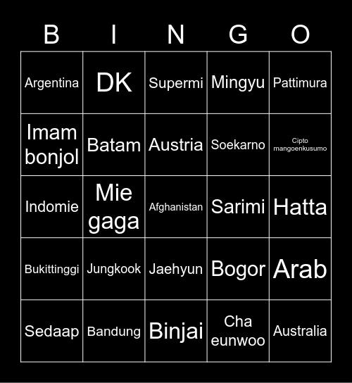 Bingonya abi Bingo Card