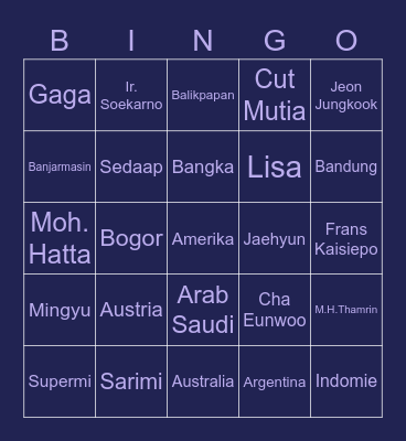Chiara's Bingo Card