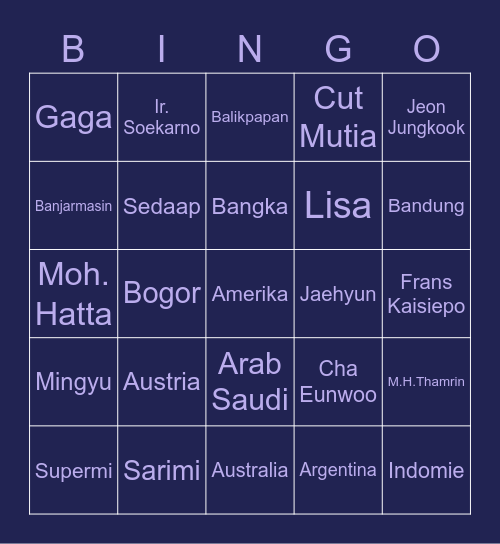 Chiara's Bingo Card
